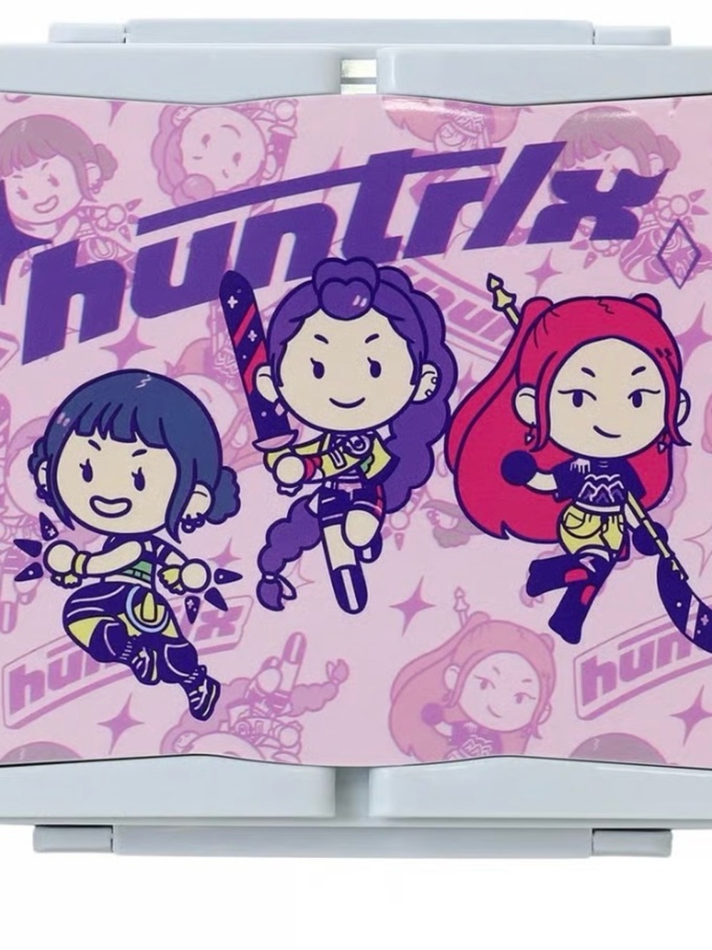 Netflix Pink Kids bento box with Purple, Red & Blue Cartoon Heroes